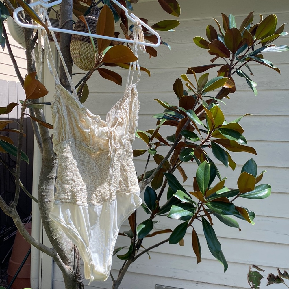 Intimately by Free People cream colored ditsy floral bodysuit